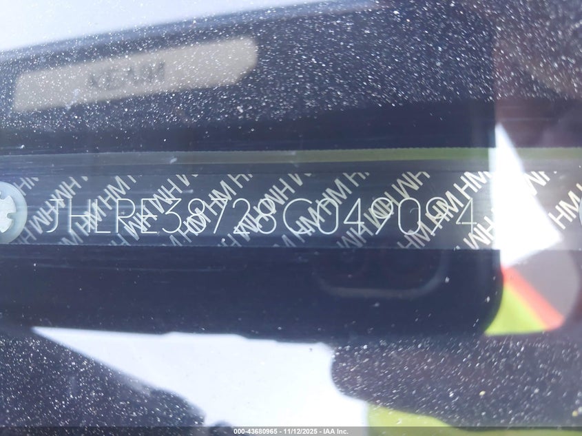 2008 Honda Cr-V Ex-L VIN: JHLRE38728C049094 Lot: 43680965