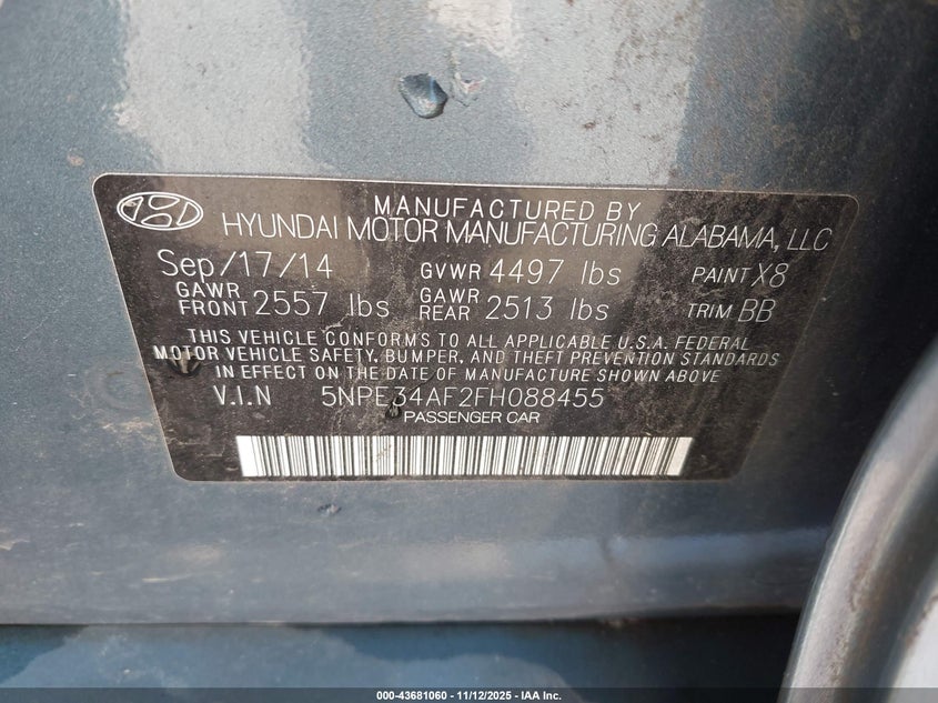 2015 HYUNDAI SONATA SPORT 5NPE34AF2FH088455