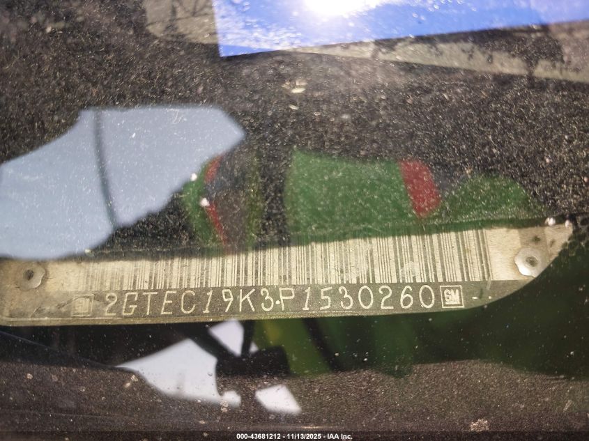 1993 GMC Sierra C1500 VIN: 2GTEC19K3P1530260 Lot: 43681212