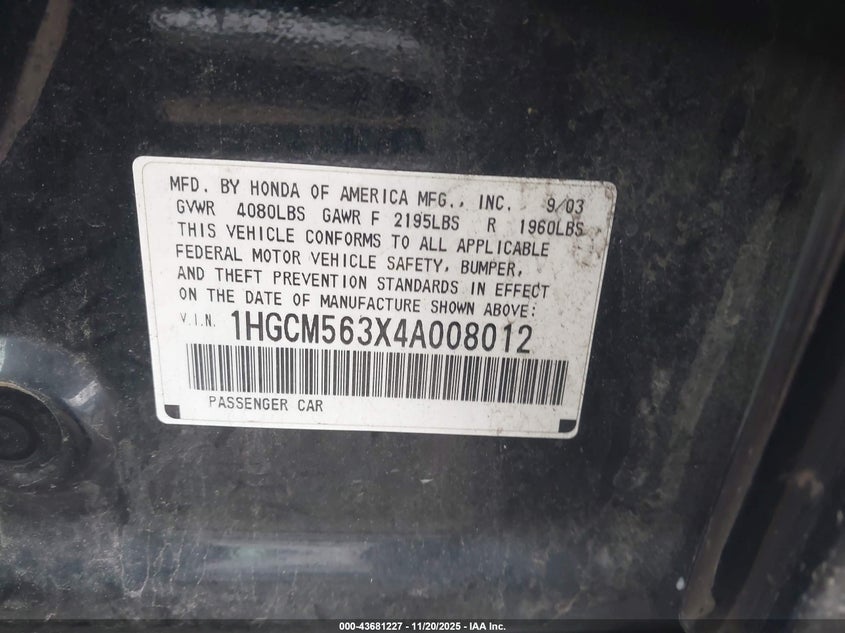 1HGCM563X4A008012 2004 HONDA ACCORD photo no. 9