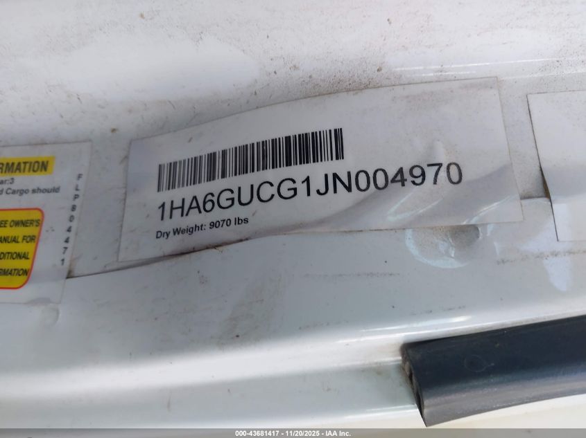 2018 Chevrolet Express Cutaway 4500 Van VIN: 1HA6GUCG1JN004970 Lot: 43681417