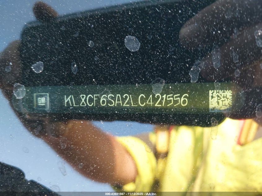 2020 Chevrolet Spark Fwd 2Lt Automatic VIN: KL8CF6SA2LC421556 Lot: 43681567