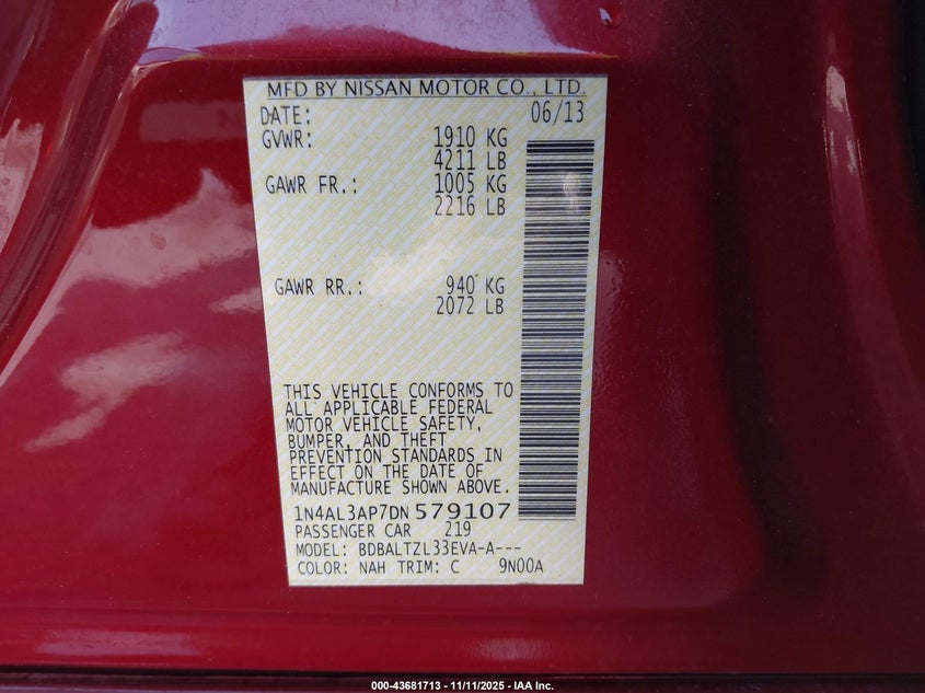 1N4AL3AP7DN579107 2013 NISSAN ALTIMA photo no. 9