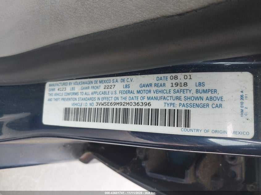 3VWSE69M92M036396 2002 VOLKSWAGEN JETTA photo no. 9