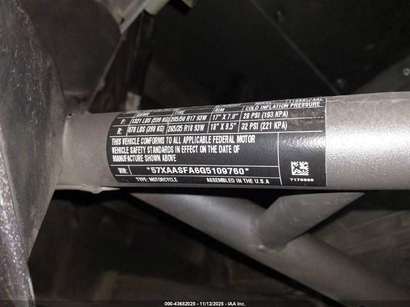 2016 Polaris Slingshot VIN: 57XAASFA6G5109760 Lot: 43682025