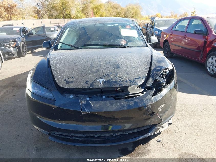 2025 Tesla Model 3 Long Range All-Wheel Drive VIN: 5YJ3E1EB3SF889041 Lot: 43682266