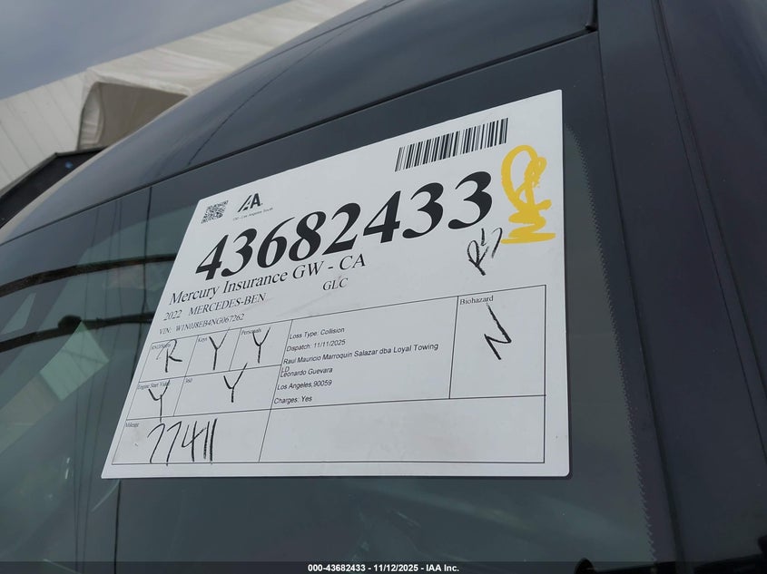 2022 Mercedes-Benz Glc Glc 300 VIN: W1N0J8EB4NG067262 Lot: 43682433