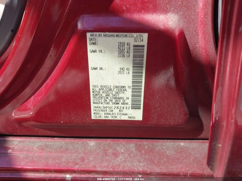 1N4AL3AP5EC282432 2014 NISSAN ALTIMA photo no. 9