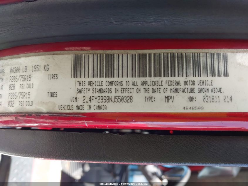 1992 Jeep Wrangler / Yj VIN: 2J4FY29S8NJ550328 Lot: 43682839