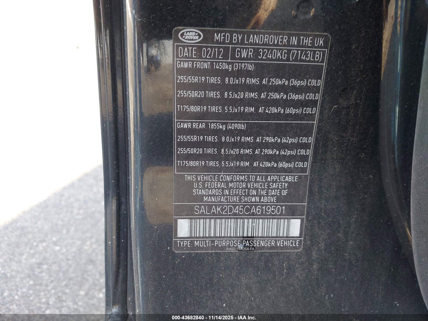 SALAK2D45CA619501 2012 LAND ROVER LR4 photo no. 9