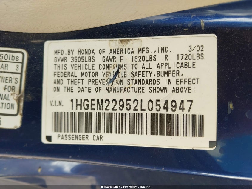 1HGEM22952L054947 2002 HONDA CIVIC photo no. 9
