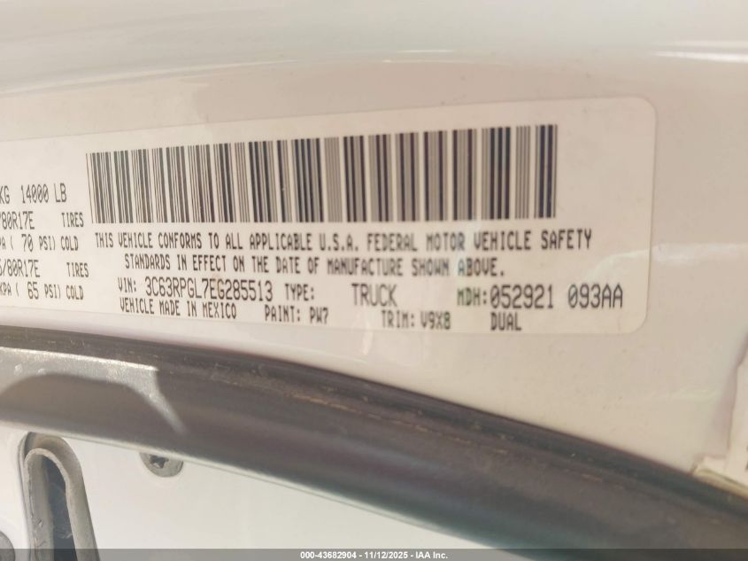 2014 Ram 3500 Tradesman VIN: 3C63RPGL7EG285513 Lot: 43682904