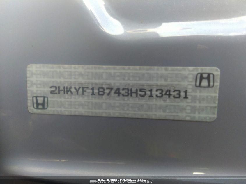 2003 Honda Pilot Ex-L VIN: 2HKYF18743H513431 Lot: 43683010