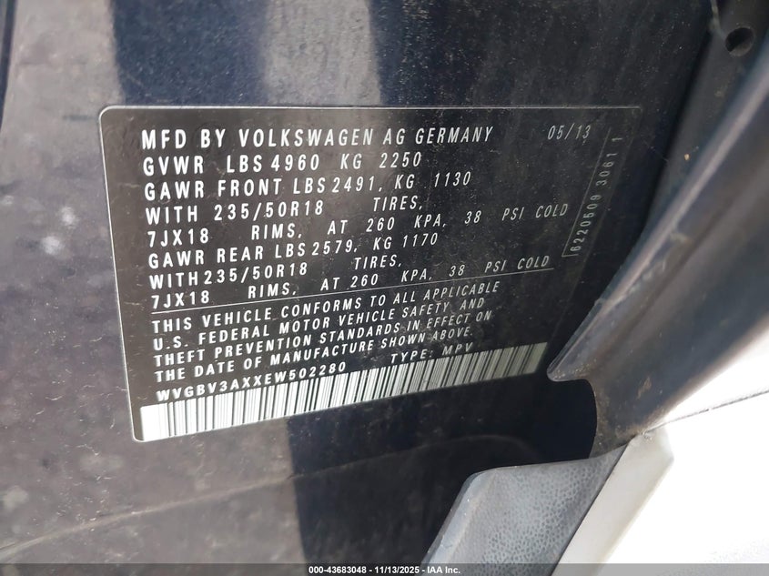 WVGBV3AXXEW502280 2014 VOLKSWAGEN TIGUAN photo no. 9