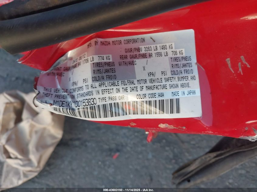 2013 Mazda Mazda2 Sport VIN: JM1DE1KY1D0153830 Lot: 43683150