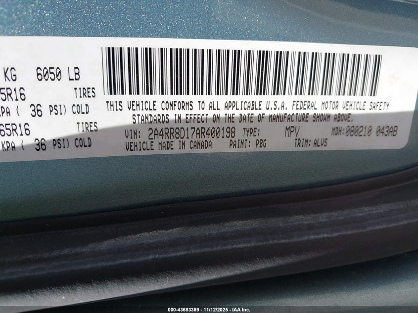 2A4RR8D17AR400198 2010 CHRYSLER TOWN & COUNTRY photo no. 9