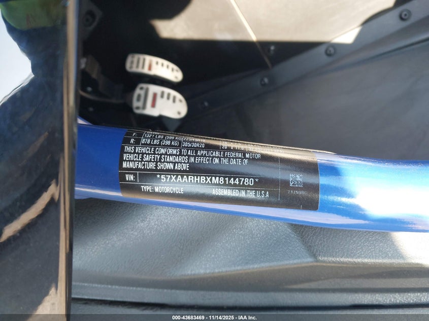 2021 Polaris Slingshot R/Le VIN: 57XAARHBXM8144780 Lot: 43683469