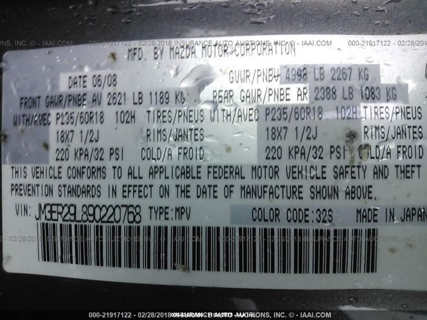 2009 Mazda Cx-7 Touring VIN: JM3ER29L890220768 Lot: 43683589