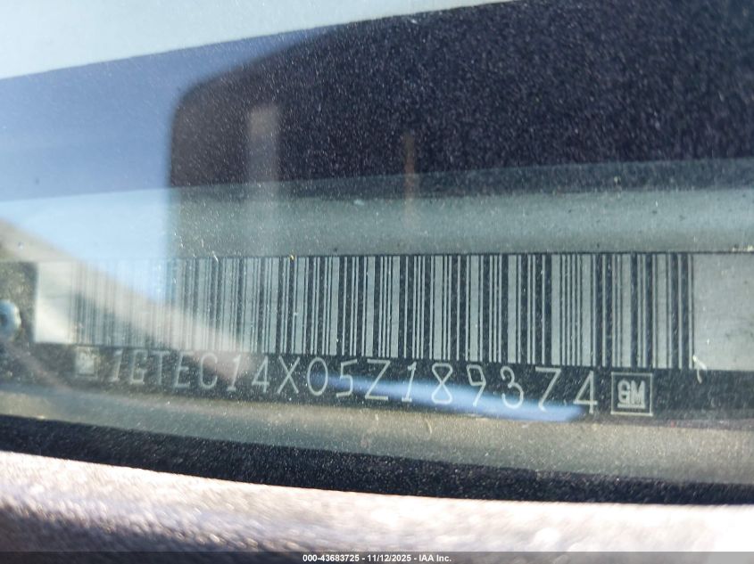 2005 GMC Sierra 1500 Work Truck VIN: 1GTEC14X05Z189374 Lot: 43683725