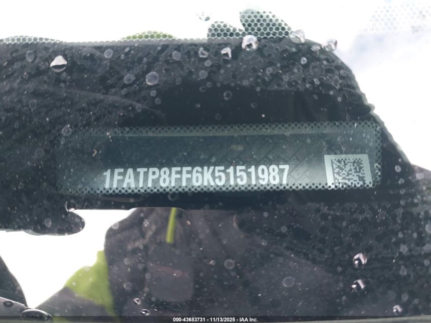 2019 Ford Mustang Gt Premium VIN: 1FATP8FF6K5151987 Lot: 43683731