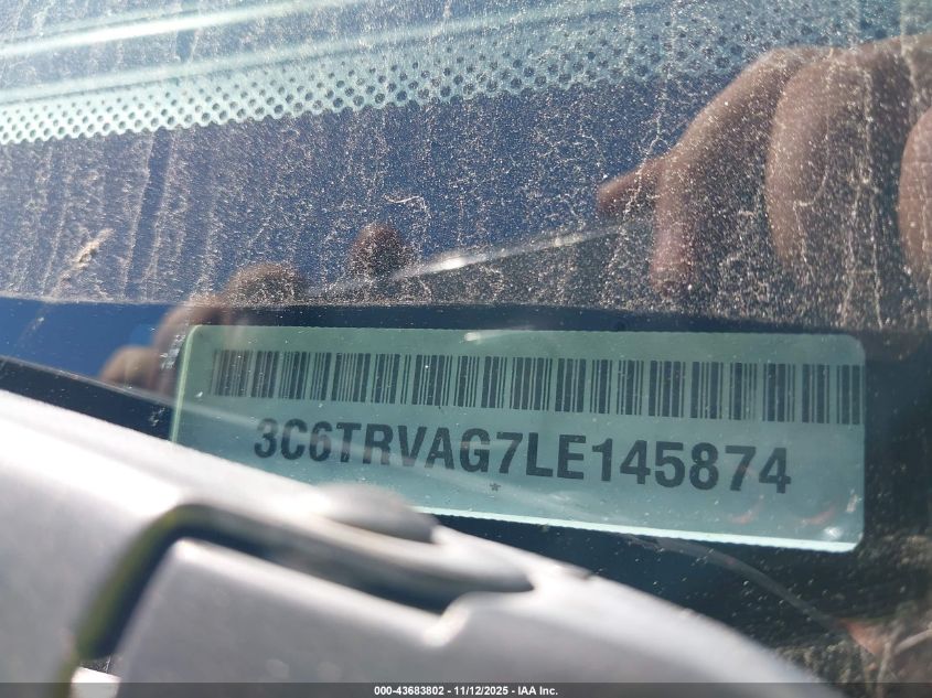 2020 Ram Promaster 1500 Low Roof 136 Wb VIN: 3C6TRVAG7LE145874 Lot: 43683802