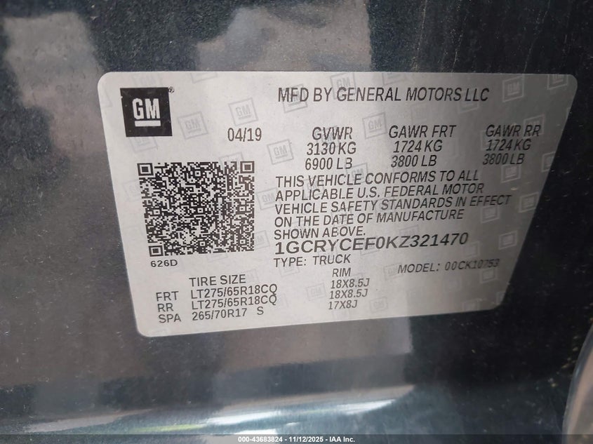 1GCRYCEF0KZ321470 2019 CHEVROLET SILVERADO photo no. 9