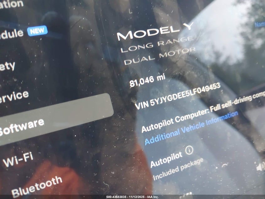 2020 Tesla Model Y Long Range Dual Motor All-Wheel Drive VIN: 5YJYGDEE5LF049453 Lot: 43683835