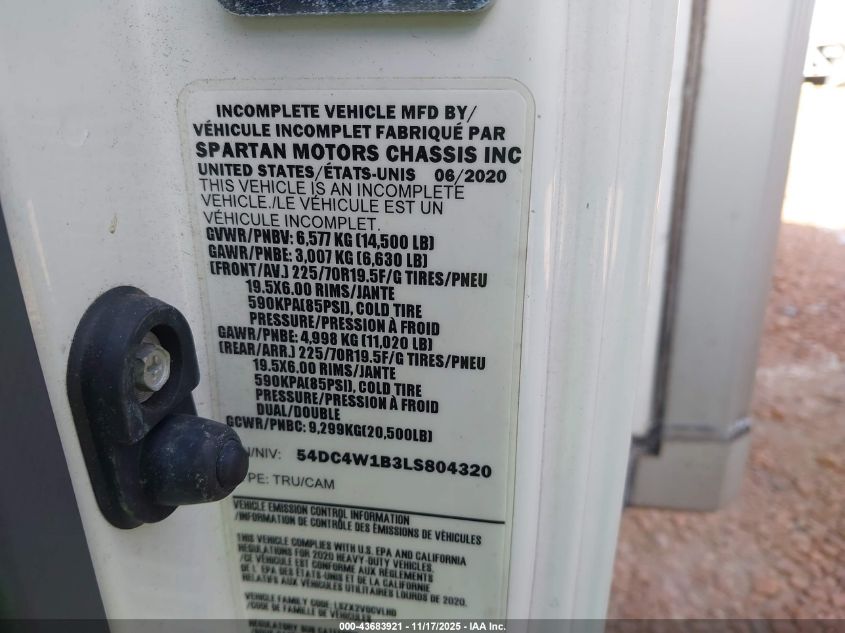 2020 Isuzu Refrigerated Box VIN: 54DCW1B3LS804320 Lot: 43683921