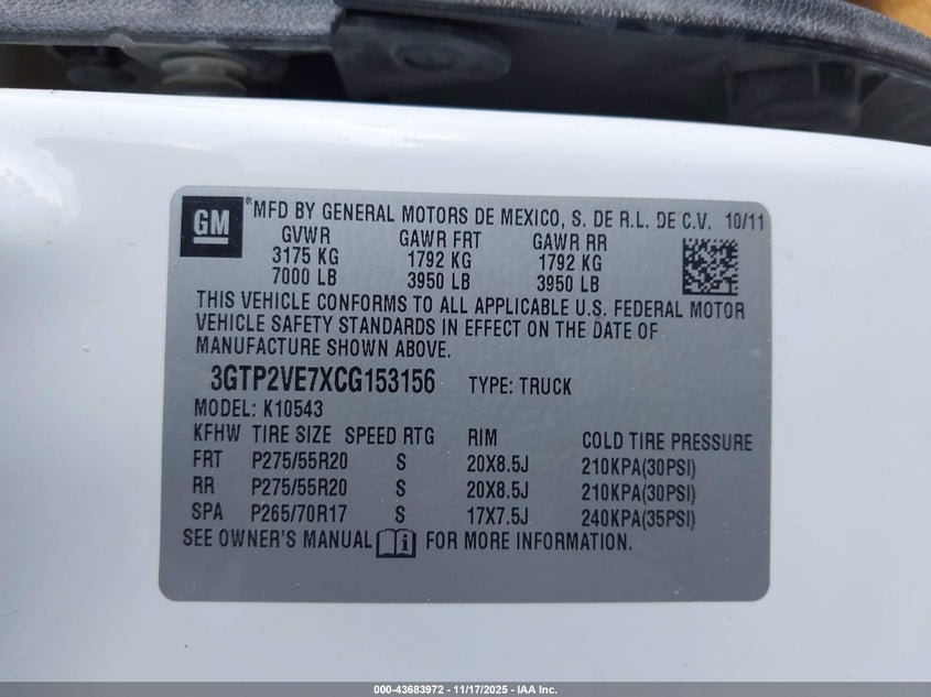 2012 GMC Sierra 1500 Sle VIN: 3GTP2VE7XCG153156 Lot: 43683972