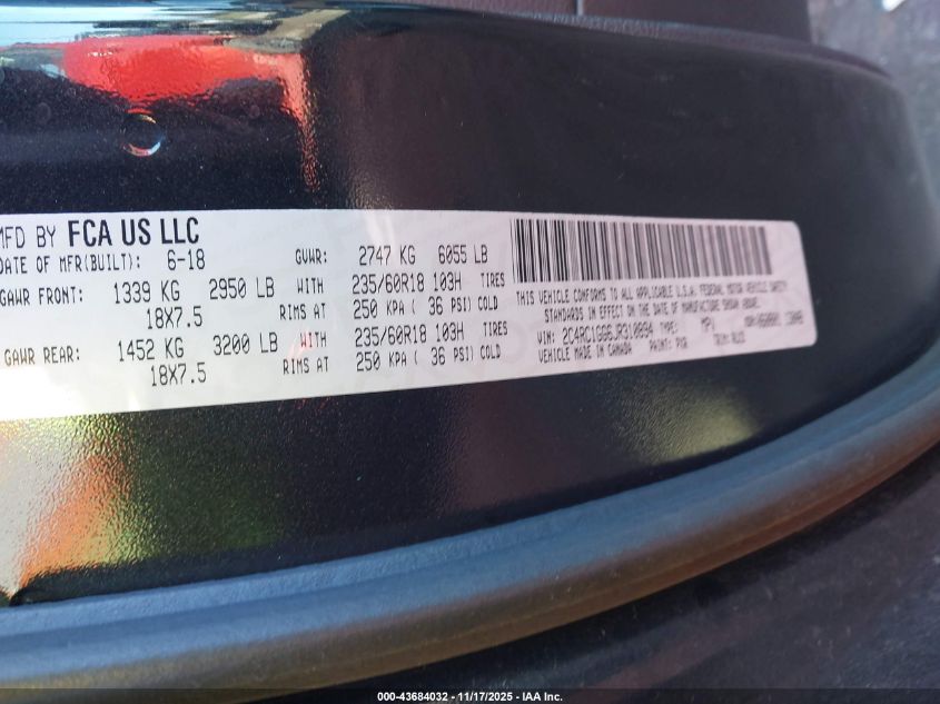 2018 Chrysler Pacifica Limited VIN: 2C4RC1GG6JR310894 Lot: 43684032