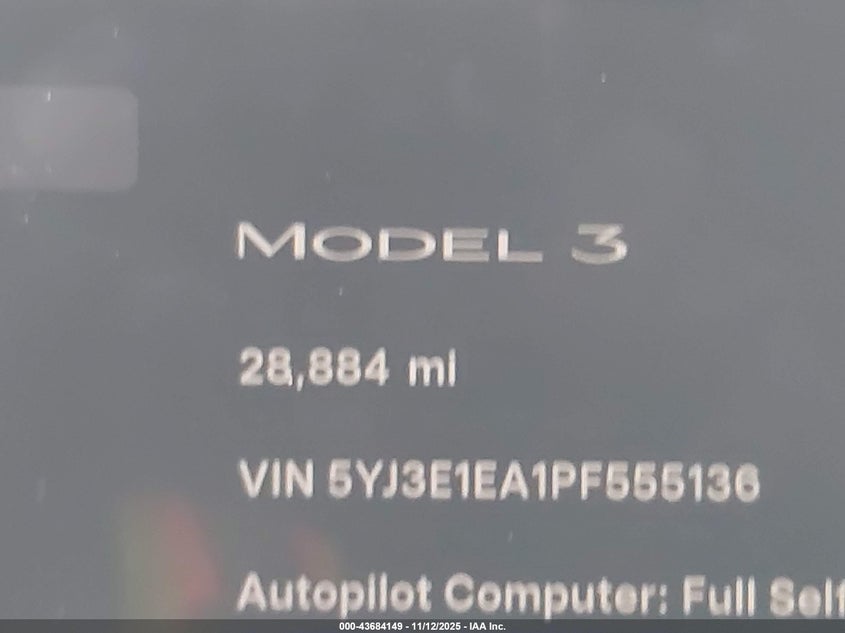 2023 Tesla Model 3 Rear-Wheel Drive VIN: 5YJ3E1EA1PF555136 Lot: 43684149