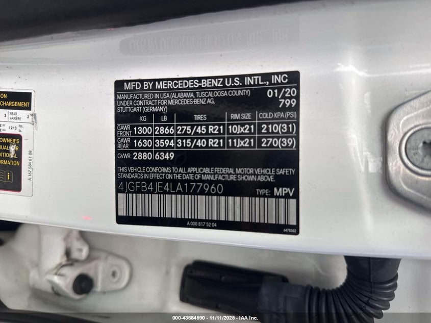 2020 MERCEDES-BENZ GLE 350 - 4JGFB4JE4LA177960