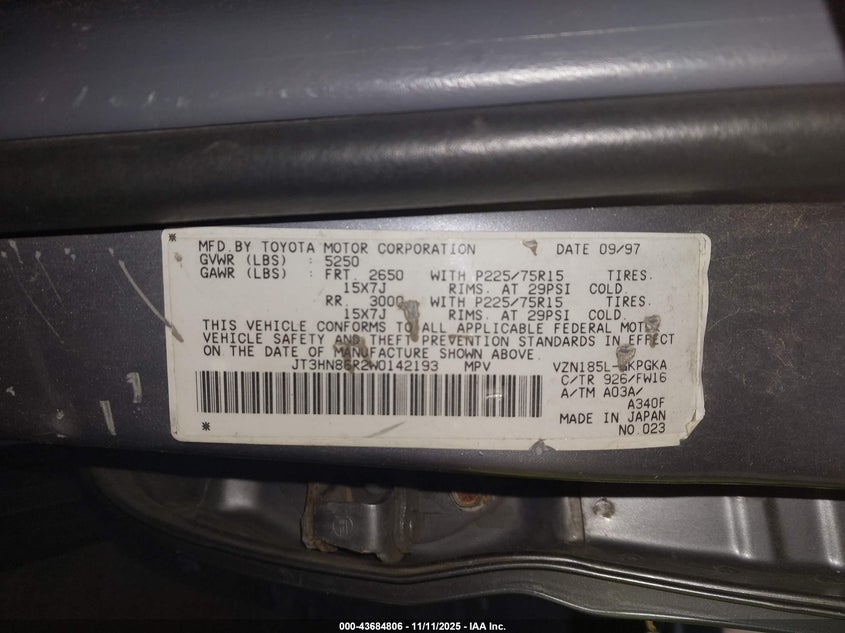 JT3HN86R2W0142193 1998 TOYOTA 4RUNNER photo no. 9