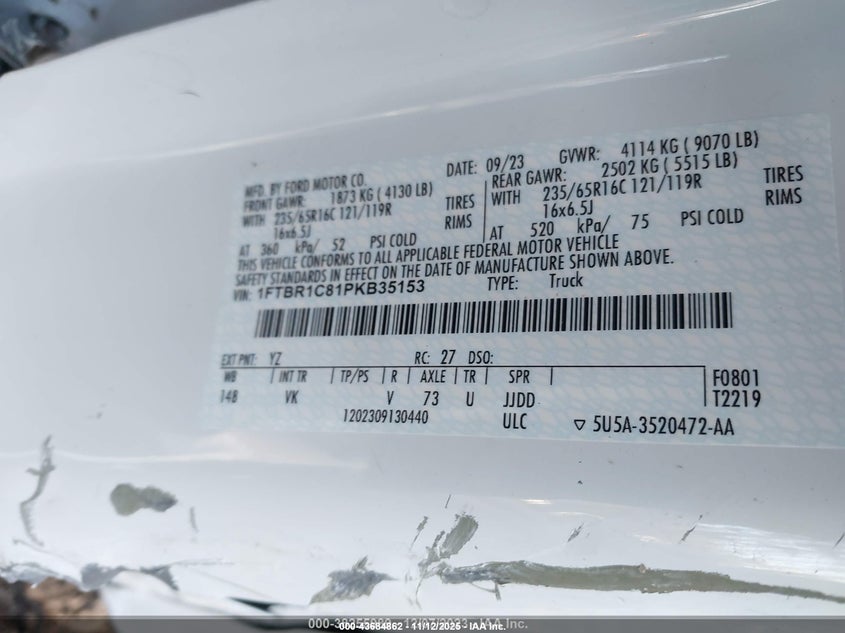 2023 FORD TRANSIT-250 CARGO VAN - 1FTBR1C81PKB35153