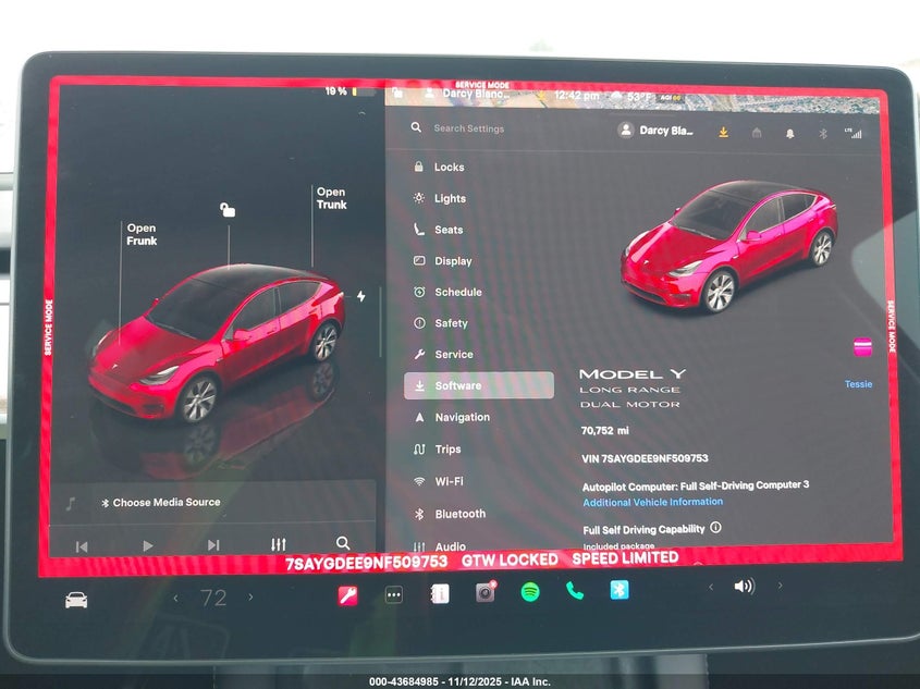 2022 Tesla Model Y Long Range Dual Motor All-Wheel Drive VIN: 7SAYGDEE9NF509753 Lot: 43684985