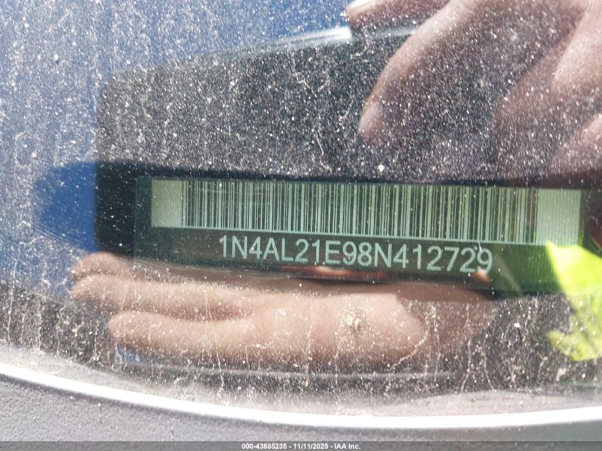2008 Nissan Altima 2.5 S VIN: 1N4AL21E98N412729 Lot: 43685235