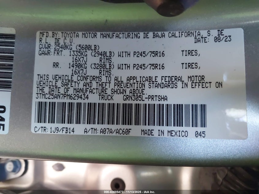 2023 TOYOTA TACOMA SR V6 3TMCZ5AN7PM629434