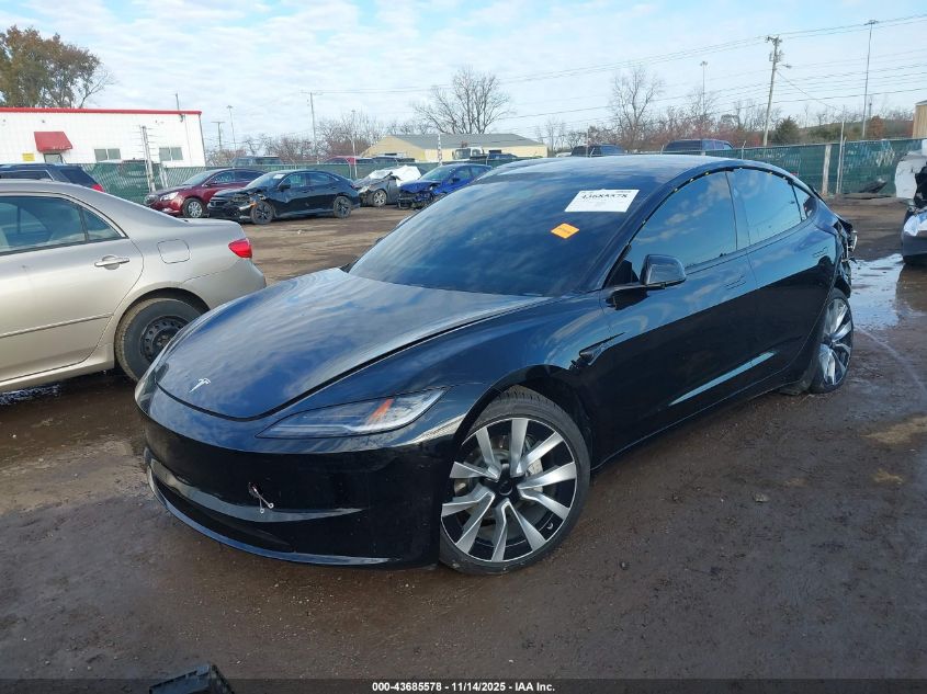 2025 Tesla Model 3 Long Range All-Wheel Drive VIN: 5YJ3E1EB8SF910076 Lot: 43685578