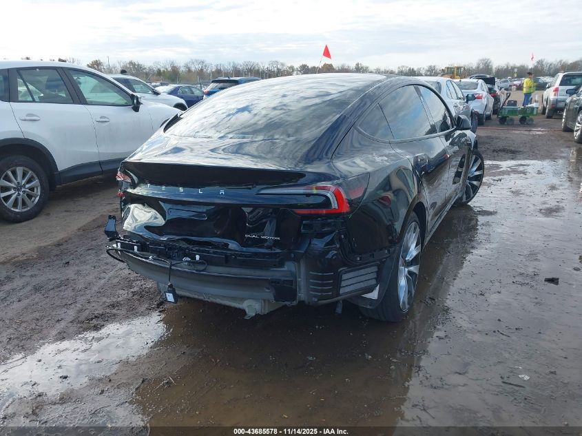 2025 Tesla Model 3 Long Range All-Wheel Drive VIN: 5YJ3E1EB8SF910076 Lot: 43685578