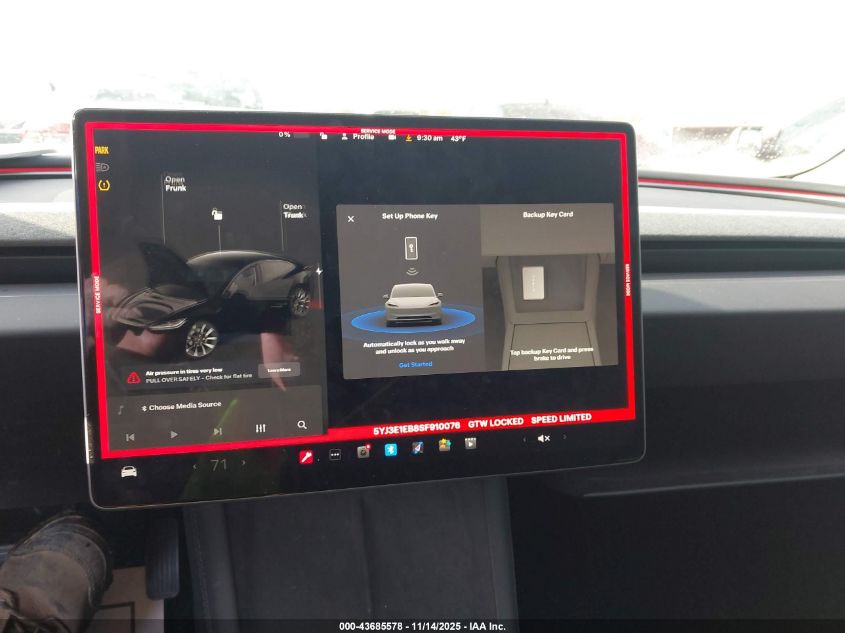 2025 Tesla Model 3 Long Range All-Wheel Drive VIN: 5YJ3E1EB8SF910076 Lot: 43685578