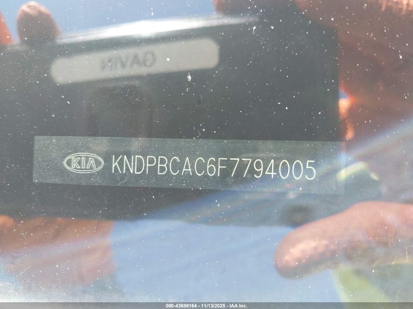 2015 Kia Sportage Lx VIN: KNDPBCAC6F7794005 Lot: 43686164