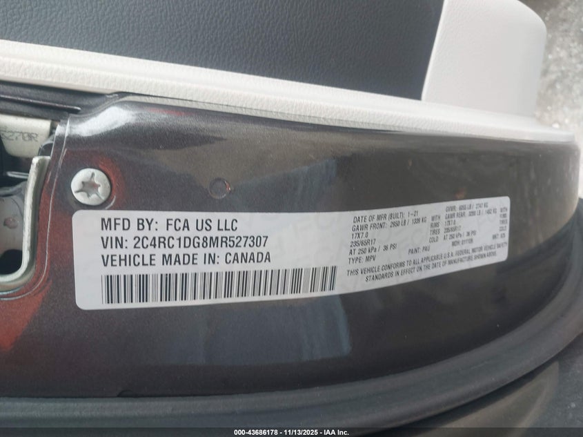 2021 CHRYSLER VOYAGER LXI 2C4RC1DG8MR527307