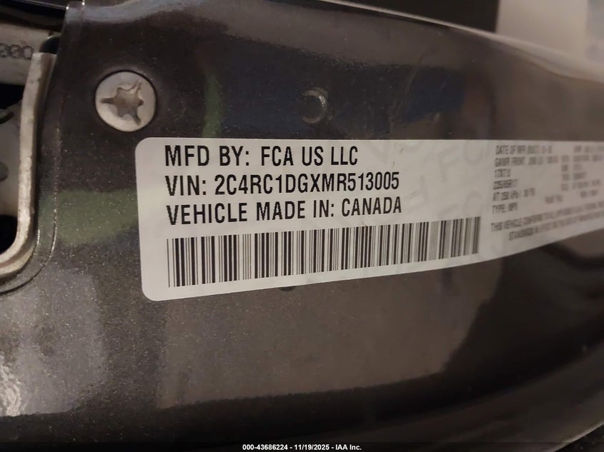 2021 Chrysler Voyager Lxi VIN: 2C4RC1DGXMR513005 Lot: 43686224