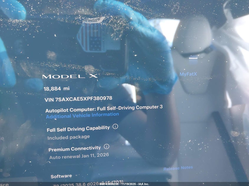 2023 Tesla Model X Dual Motor All-Wheel Drive/Standard Range VIN: 7SAXCAE5XPF380978 Lot: 43686258