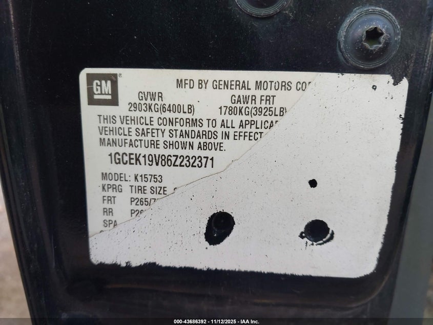 1GCEK19V86Z232371 2006 CHEVROLET SILVERADO photo no. 9