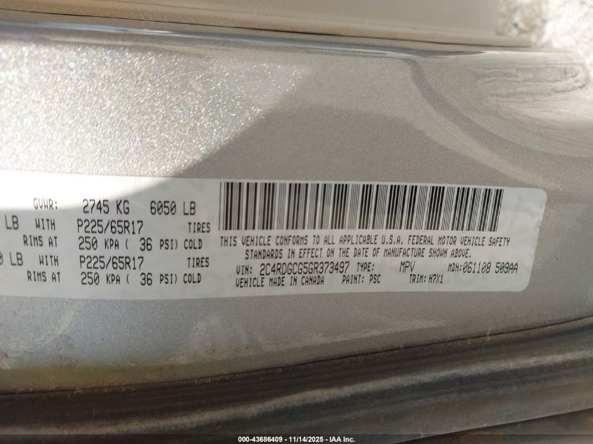 2016 Dodge Grand Caravan Sxt VIN: 2C4RDGCG5GR373497 Lot: 43686409