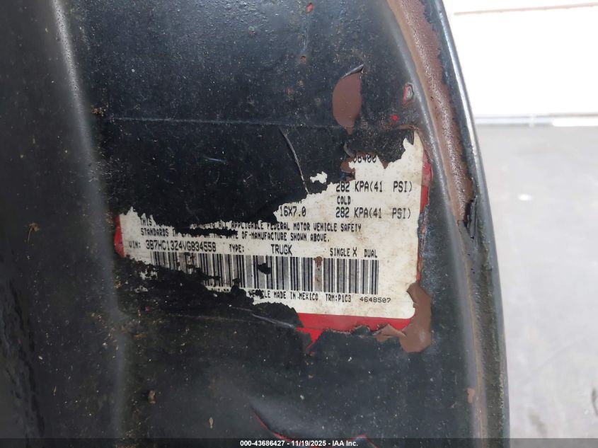 1997 Dodge Ram 1500 St VIN: 3B7HC13Z4VG834558 Lot: 43686427