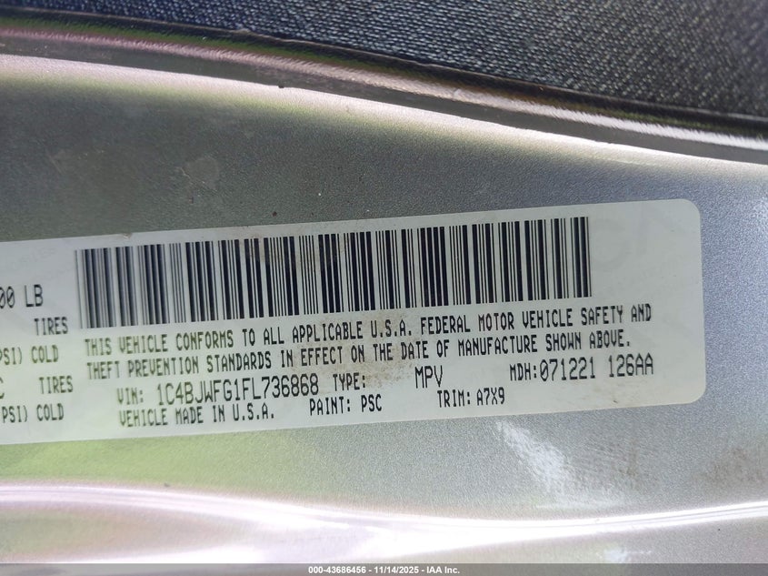 1C4BJWFG1FL736868 2015 JEEP WRANGLER photo no. 9