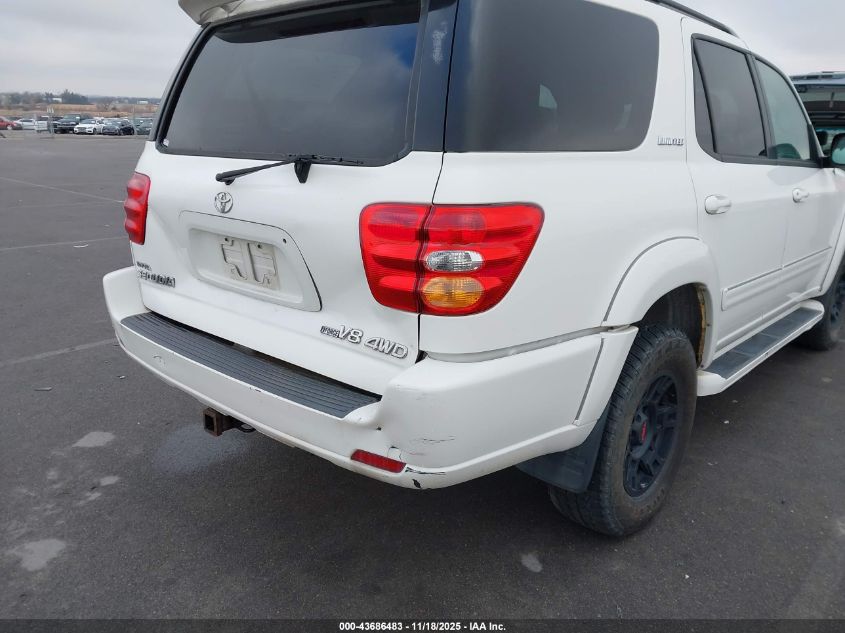 2002 Toyota Sequoia Limited VIN: 5TDBT48A92S105625 Lot: 43686483