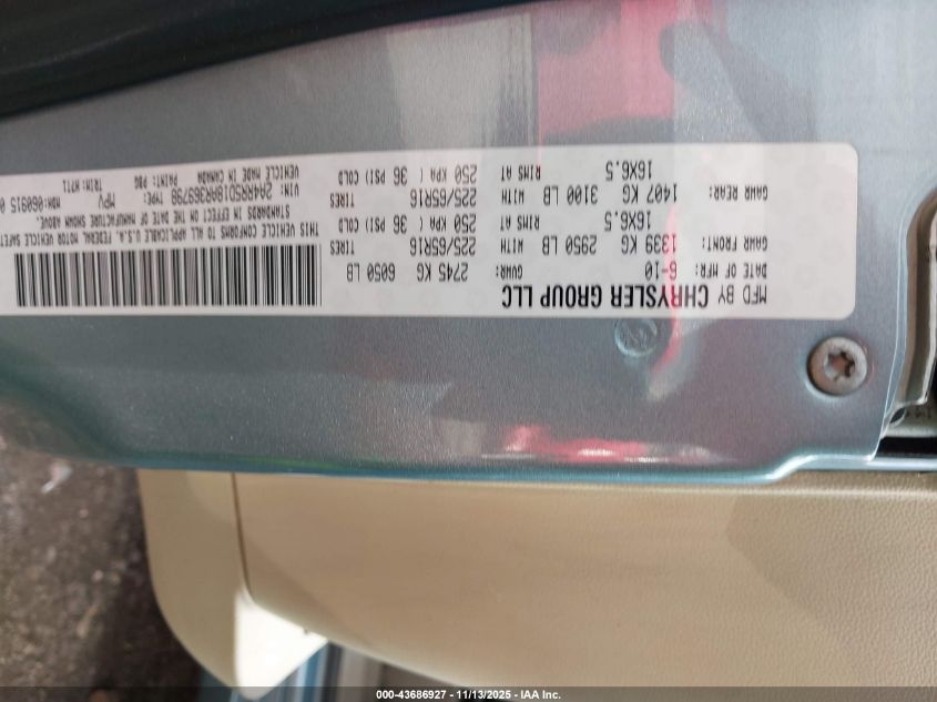 2010 Chrysler Town & Country Touring VIN: 2A4RR5D18AR369798 Lot: 43686927